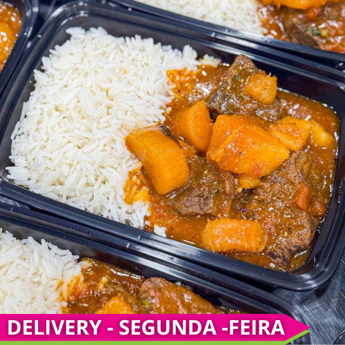 CASEIRO ECONÔMICO - Carne de panela com mandioca, arroz branco e feijão Carioca à parte